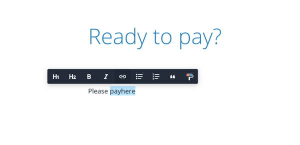 Inserting the Payhere plan URL link in Qwilr