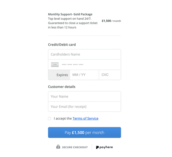 Customer paying via a linked Qwilr proposal