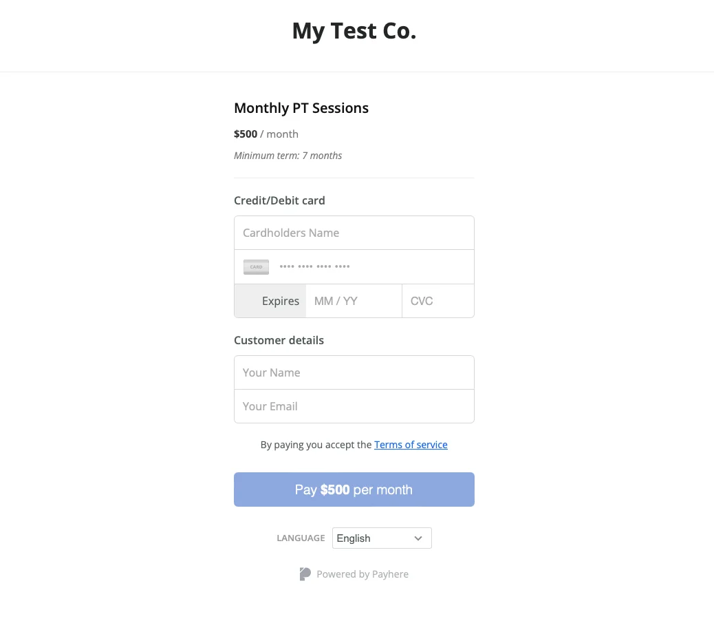 Customer checkout showing the minimum term for the subscription