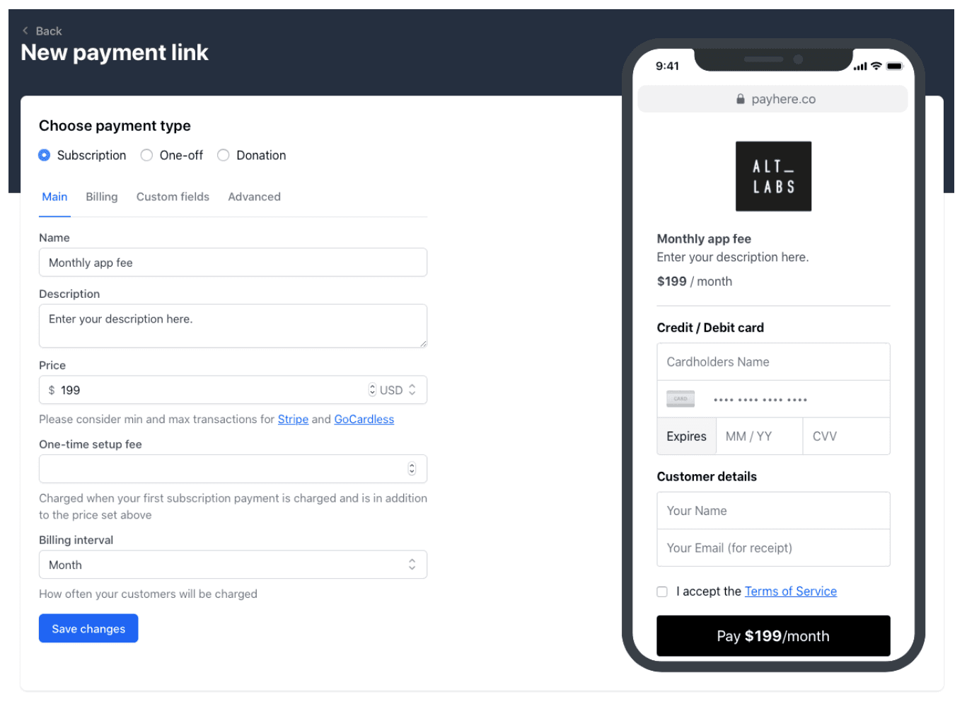 Creating a recurring payment plan in Payhere