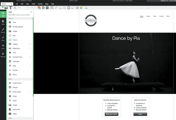 Adding a button to a WebStarts page