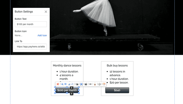 Linking a WebStarts button to the Payhere plan