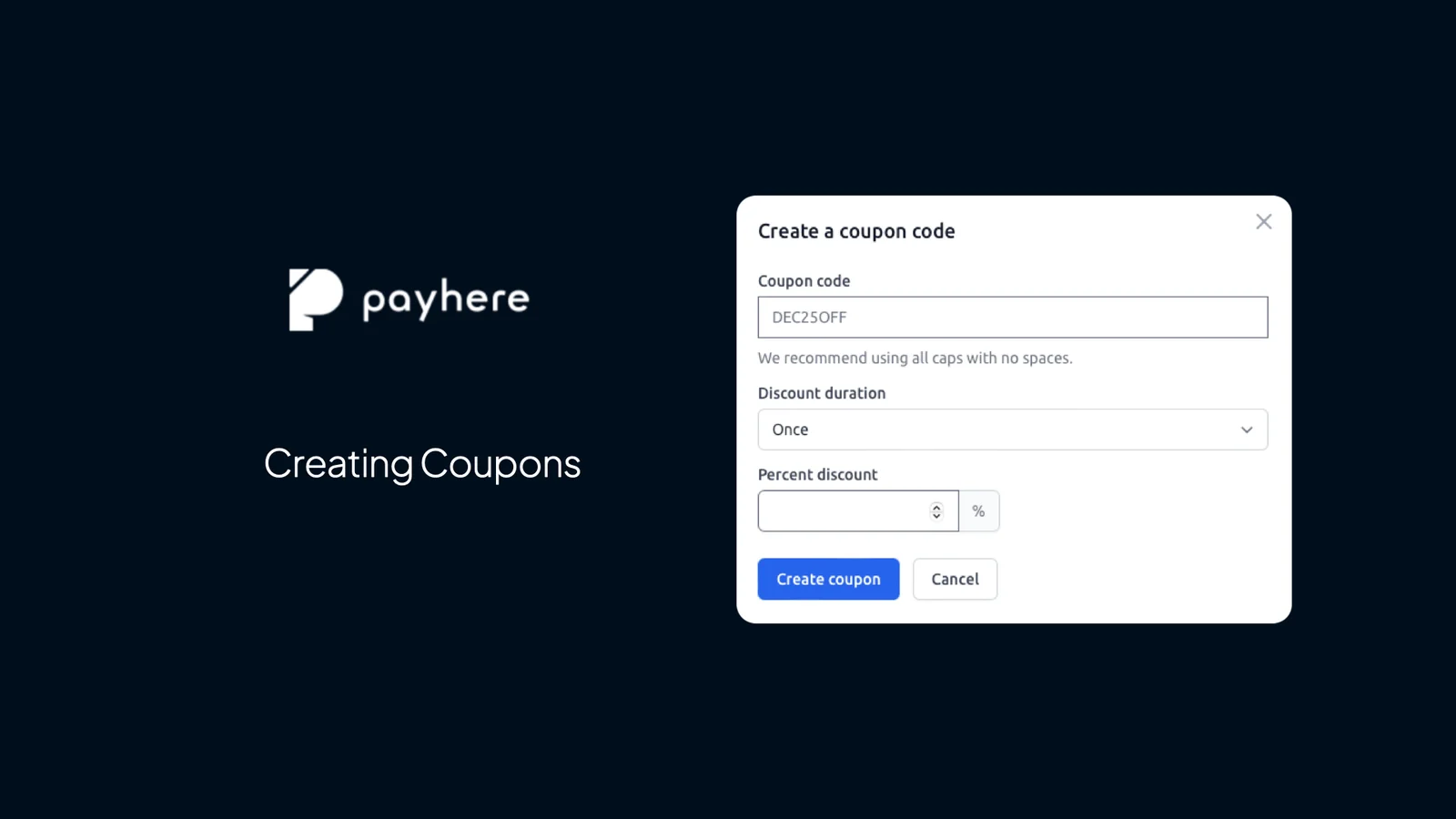 How to create a coupon code in Payhere