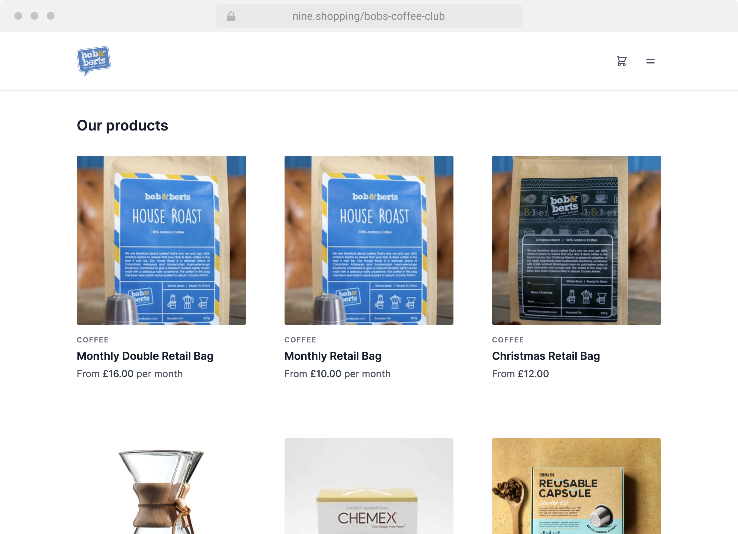 Payhere Shop example storefront